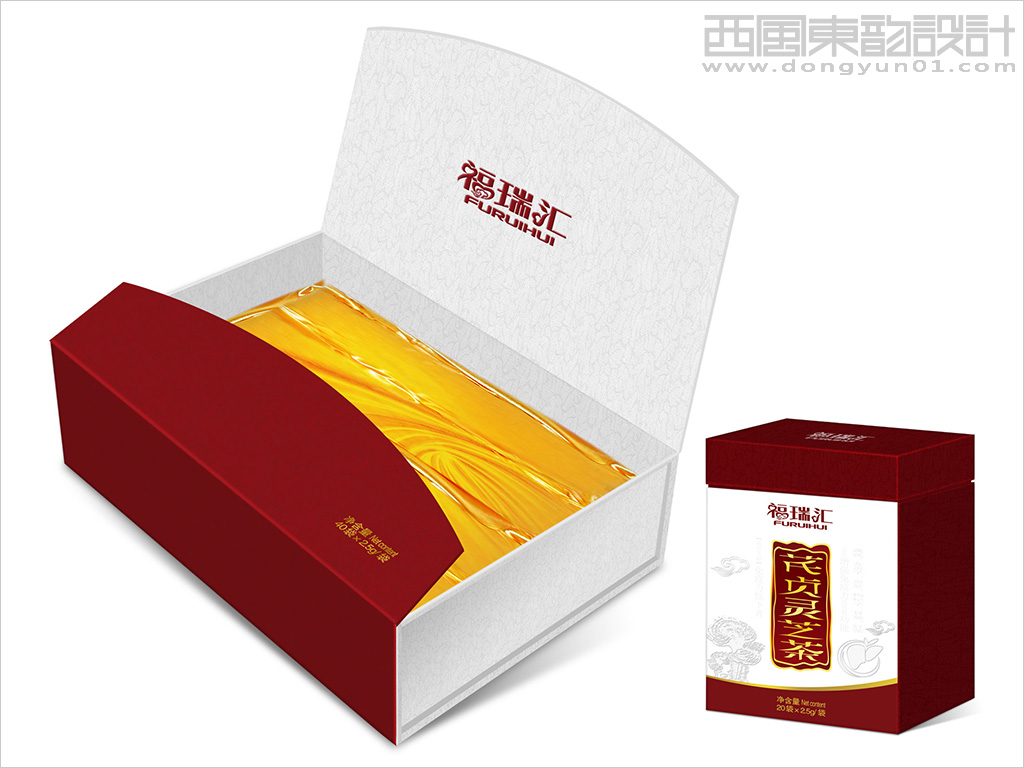 内蒙古福瑞药业系列保健茶包装设计之芪贞灵芝茶礼盒包装设计