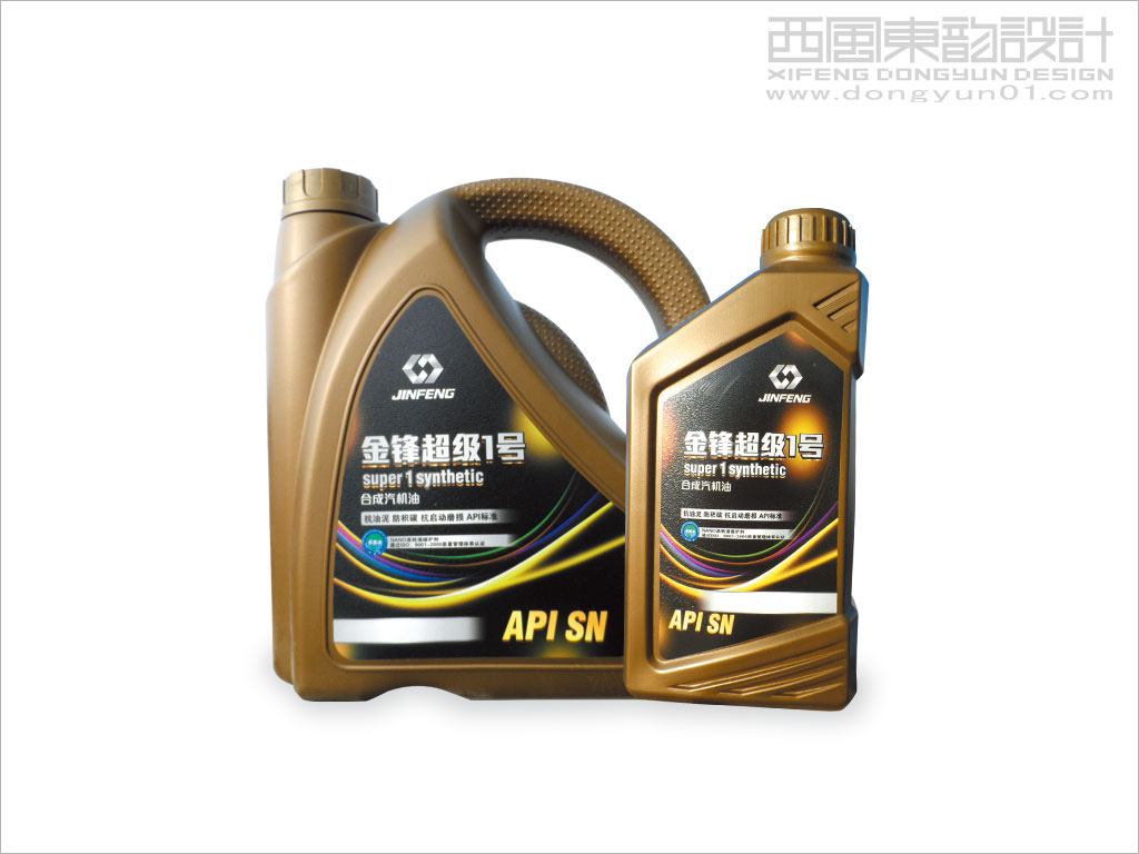 大庆金锋润滑油脂有限责任公司系列产品包装设计之金锋超级1号合成汽机油包装设计