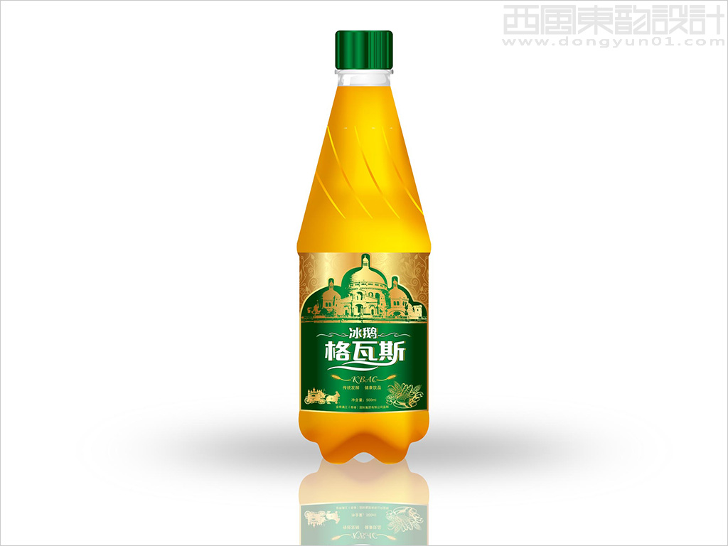 黑龙江省富锦市冰鹅啤酒有限责任公司冰鹅格瓦斯500毫升pet塑料瓶装饮料包装设计