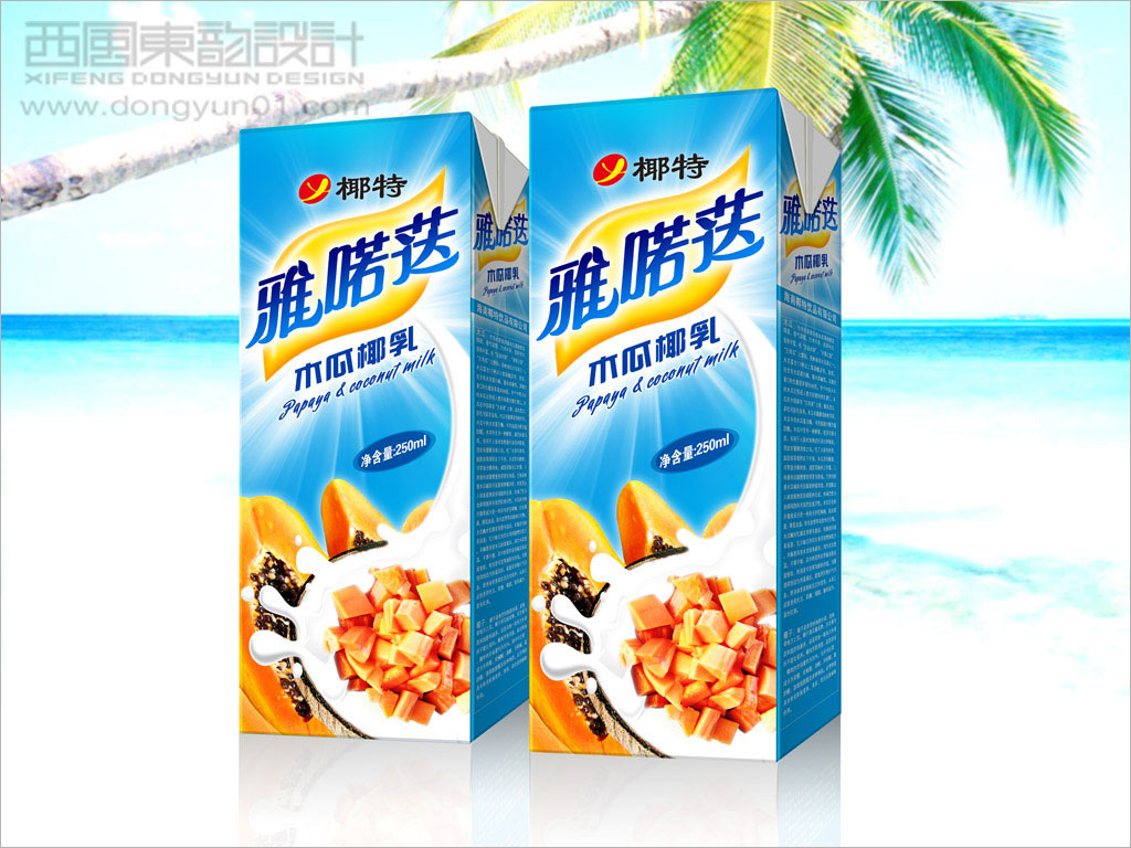 海南椰特饮品公司木瓜椰乳包装设计