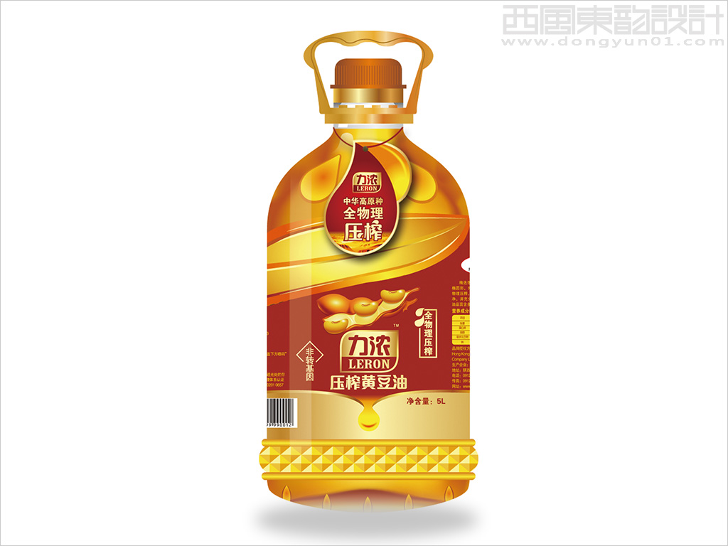 陕西三丰粮油有限公司力浓5升压榨黄豆油包装设计