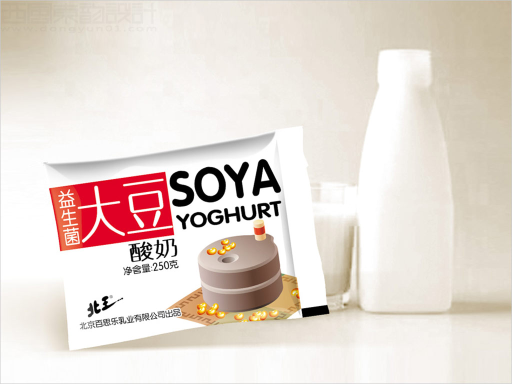 北京百思乐乳业有限公司北王益生菌大豆酸奶包装设计