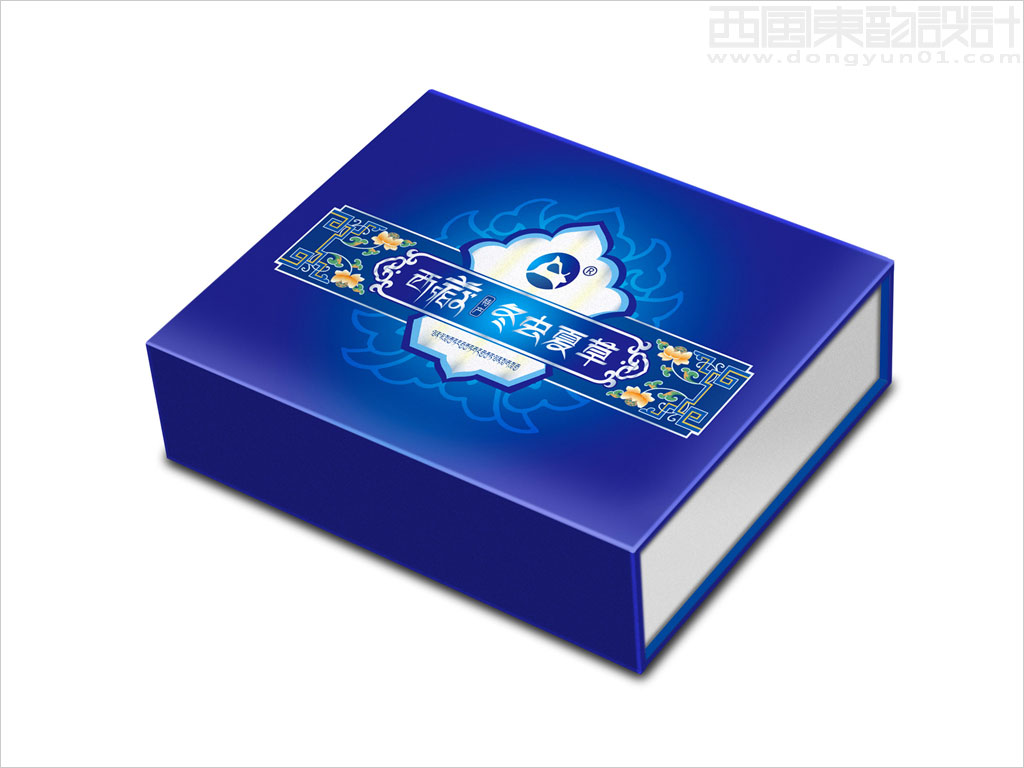 青海省药材有限公司冬虫夏草保健品礼盒包装设计蓝色色纯净版