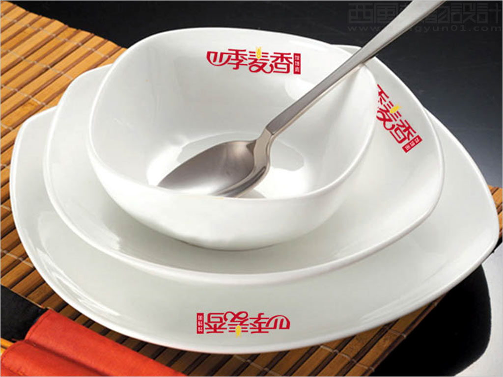 四季麦香饸饹面餐饮有限公司logo设计应用效果图
