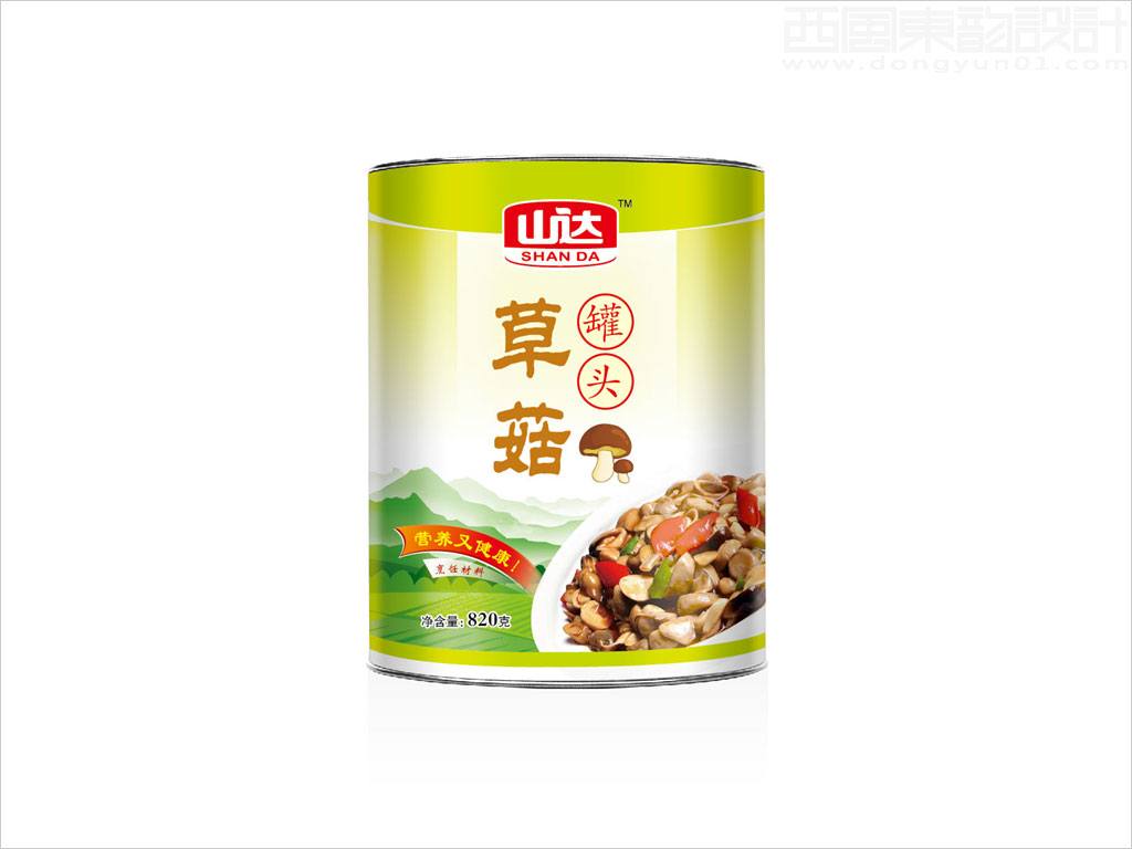 北京山达食品有限公司草菇罐头食品包装设计