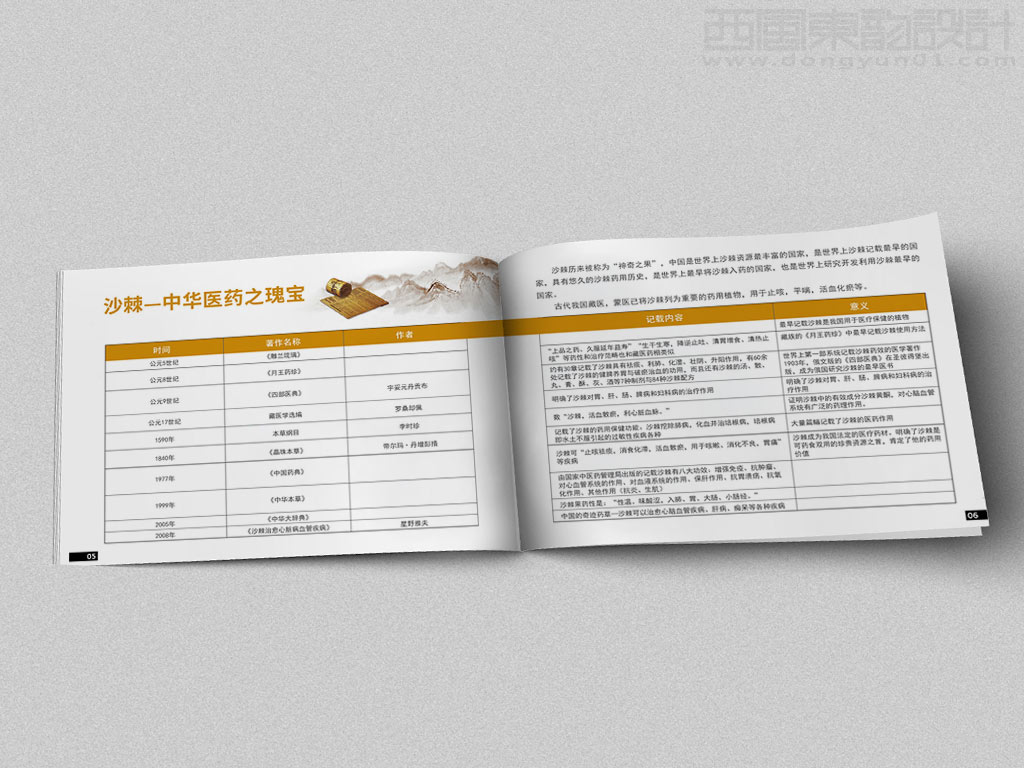 宁波市雷瑞商贸公司棘行天下产品手册设计之沙棘中华医药瑰宝内页设计