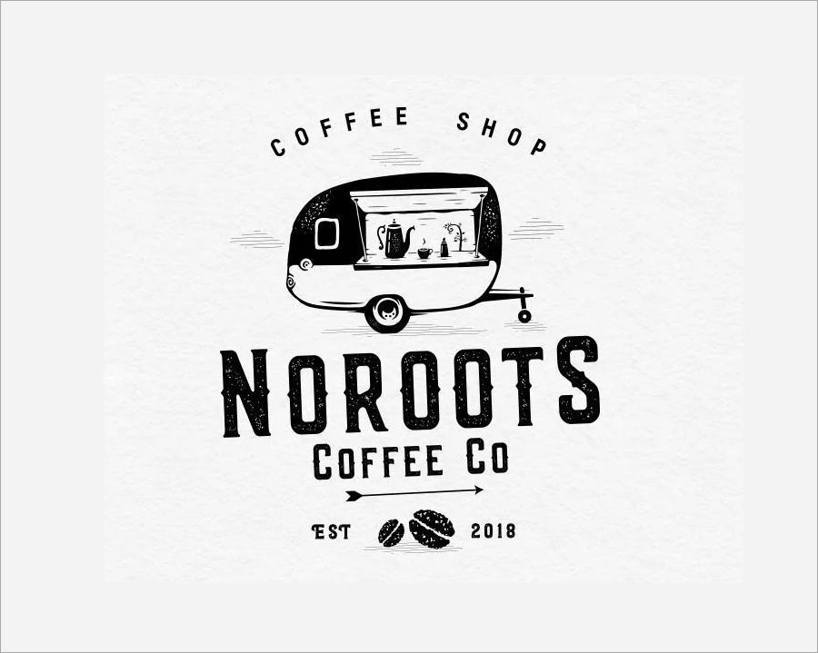 Coffee Shop NoRoots Coffee Co. logo设计