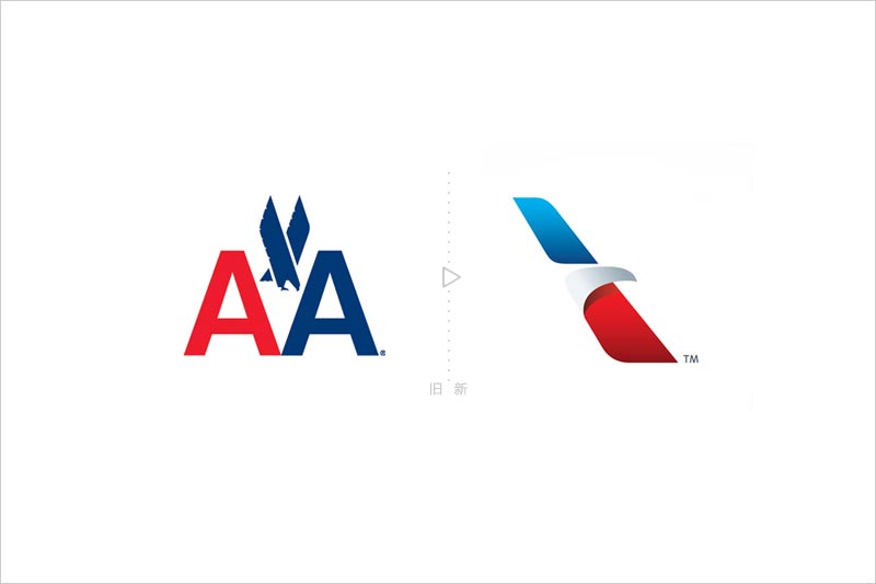美国航空公司新旧标志设计对比图
