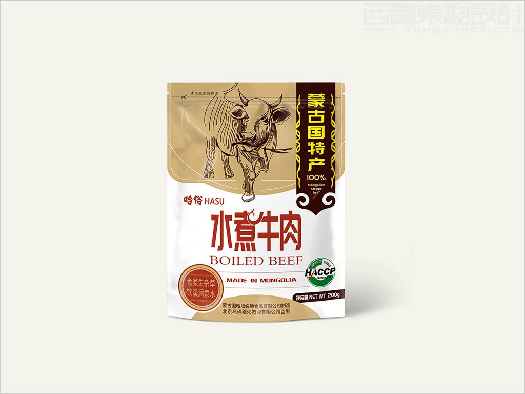 北京乌珠穆沁肉业有限公司蒙古国哈俗水煮牛肉食品包装袋设计