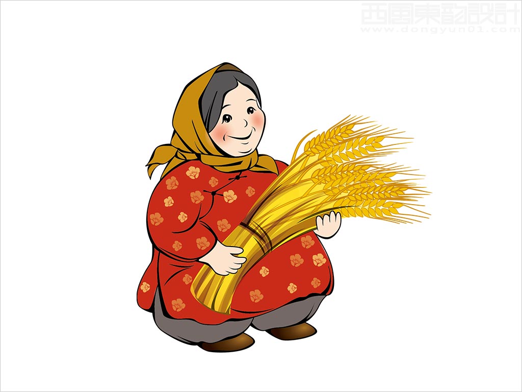 陕北吴堡县张家山空心手工挂面陕北农妇吉祥物卡通形象设计