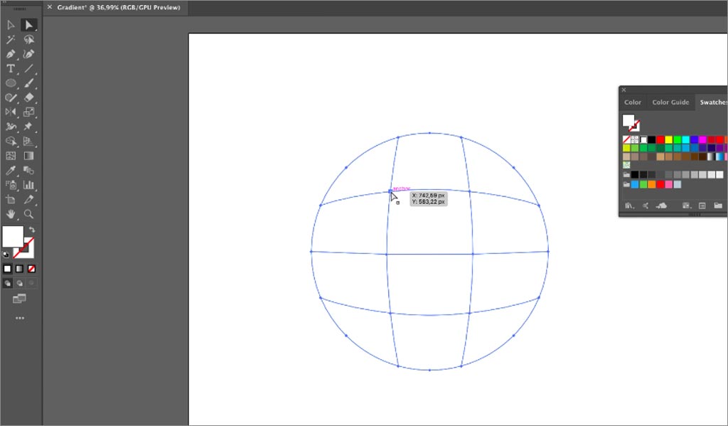 ADOBE ILLUSTRATOR设计软件中渐变网格工具的使用图文教程第3步：调整网格线的轮廓
