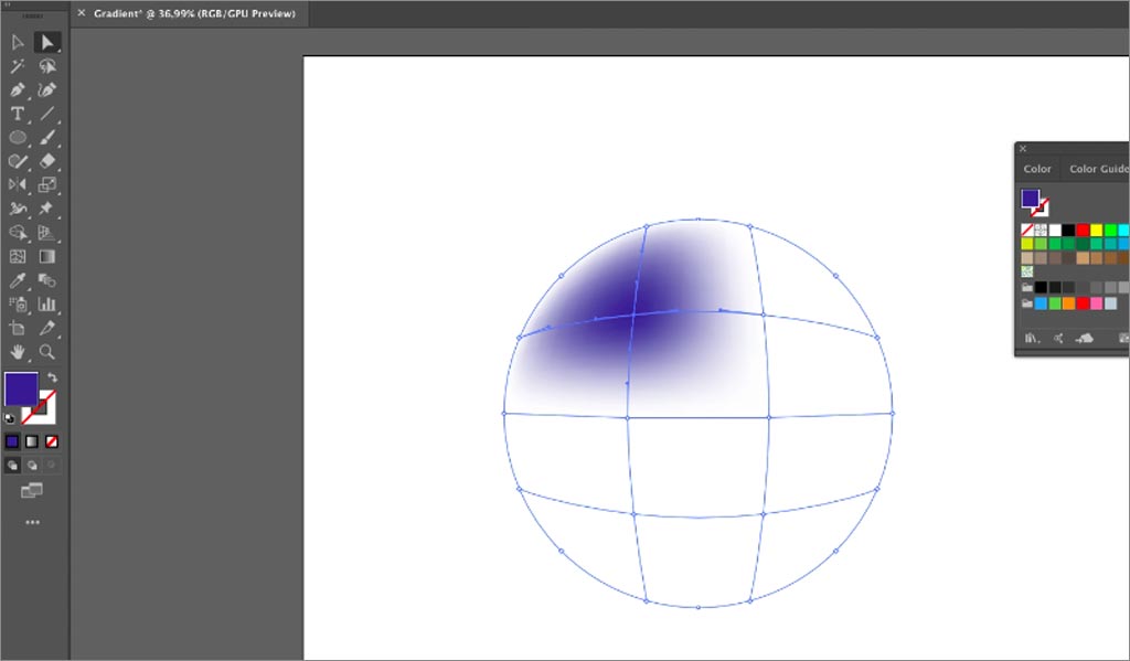 ADOBE ILLUSTRATOR设计软件中渐变网格工具的使用图文教程第4步：为对象添加颜色