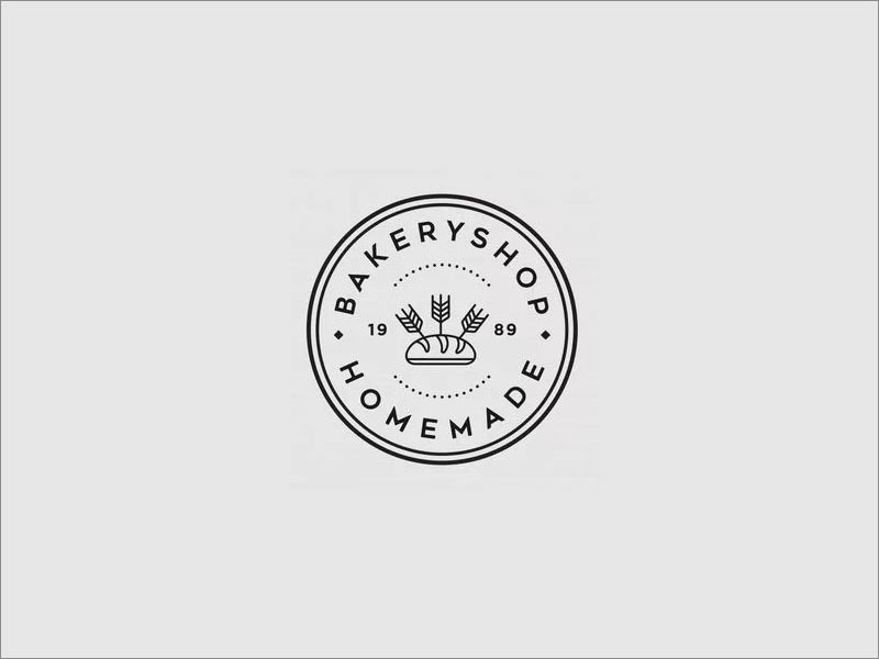 Bakershop面包店复古怀旧风格几何形logo设计