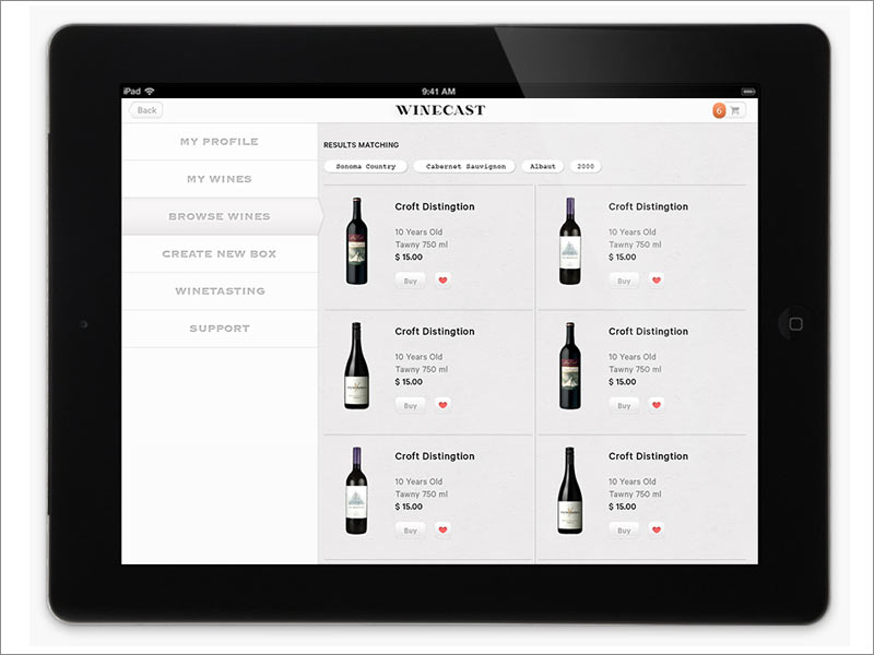 荷兰在线品酒品牌Winecast ipad端网站内页设计