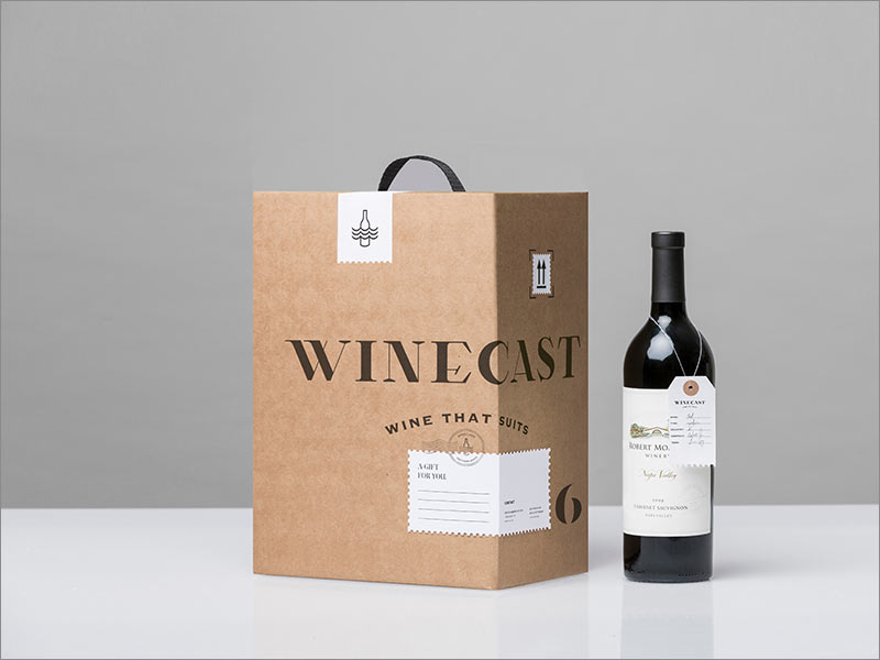 荷兰在线品酒品牌Winecast红酒标签礼盒包装设计
