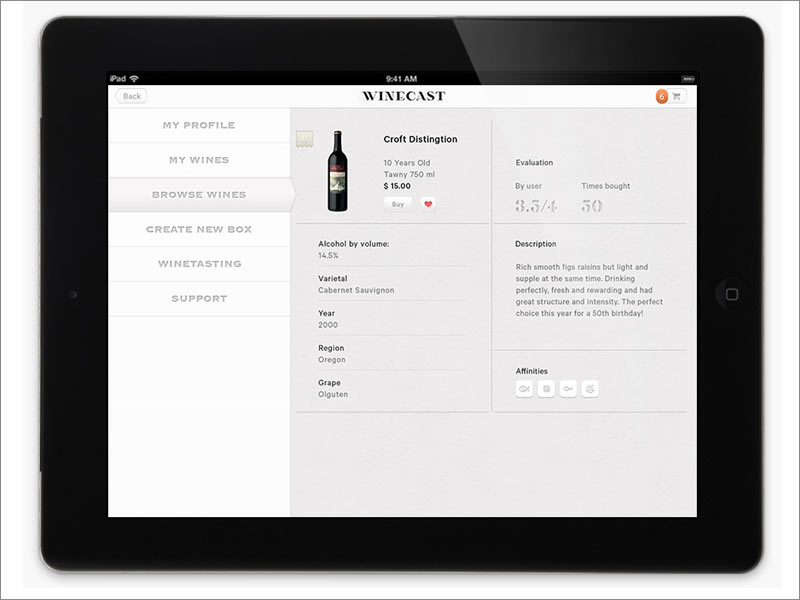 荷兰在线品酒品牌Winecast ipad端网站内页设计