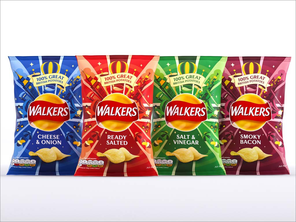 英国休闲食品品牌Walkers新款薯片包装设计