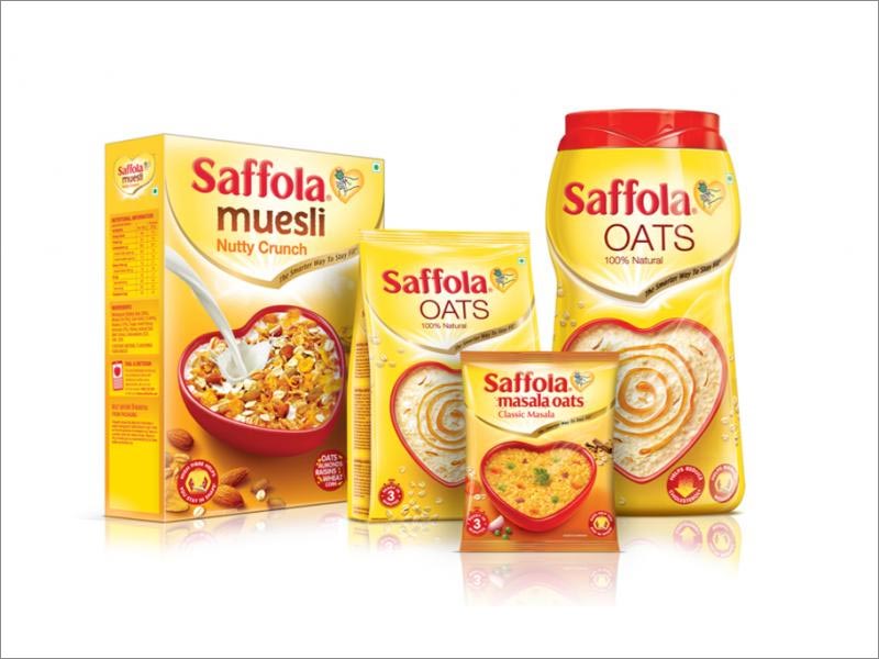 印度Saffola燕麦片早餐食品包装盒包装袋设计