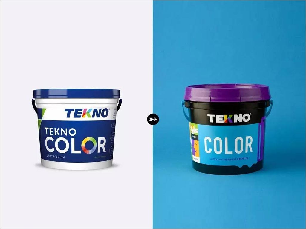 秘鲁泰诺Tekno油漆涂料包装设计之新旧包装对比