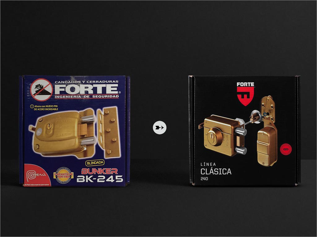 秘鲁Forte锁具日用品包装设计之新旧包装对比