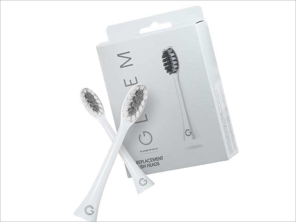 宝洁旗下Gleem电动牙刷包装设计之白色款牙刷头包装设计