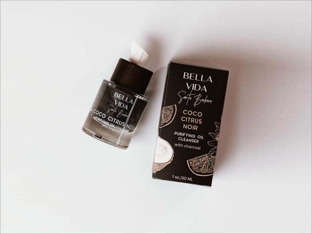 贝拉维达Bella Vida木炭可可柑橘黑皮油净化洁面乳包装设计