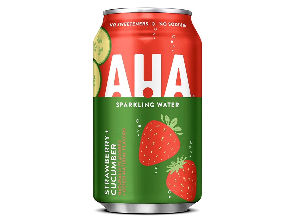 可口可乐AHA草莓味苏打水包装设计