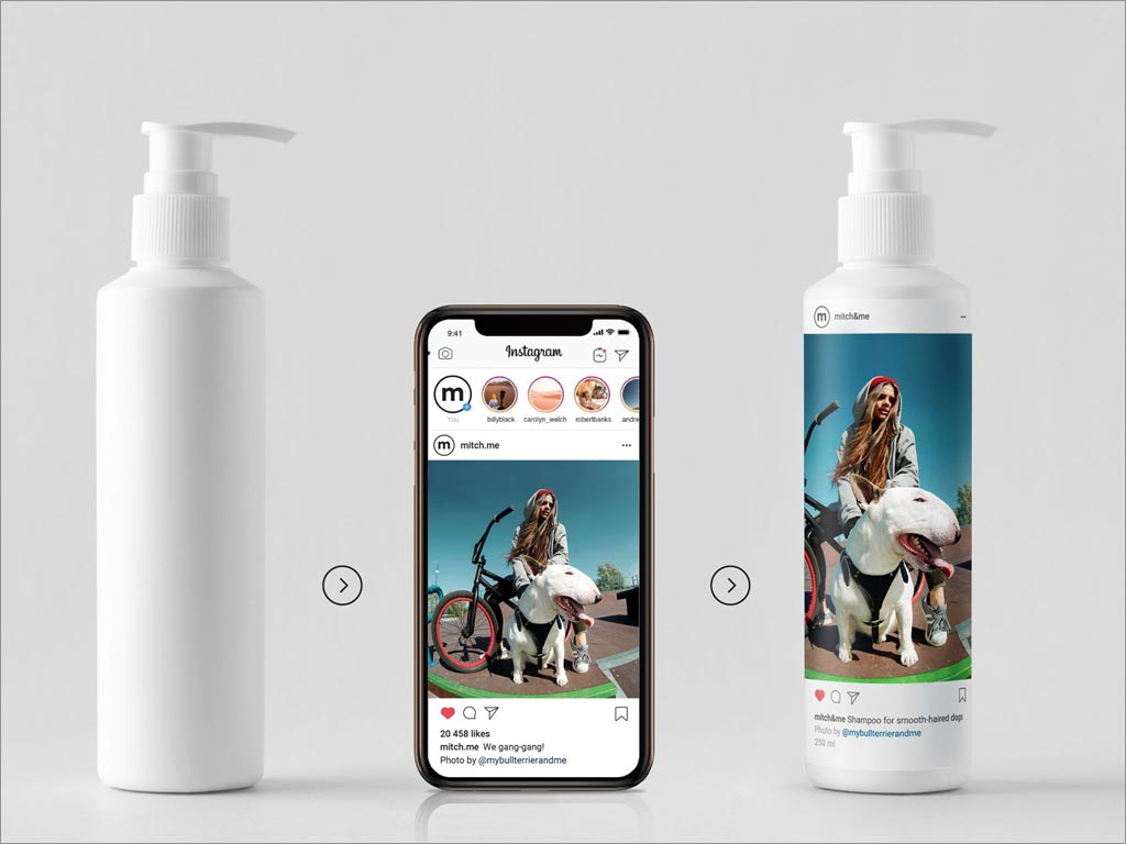 Mitch＆Me借助消费者在社交媒体分享的照片创作宠物洗护用品包装设计