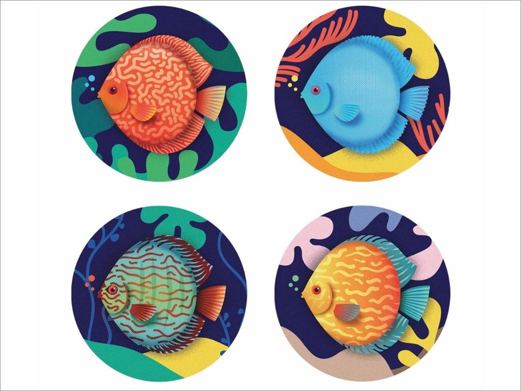 Vital Aquatics鱼饲料包装袋设计之插图设计