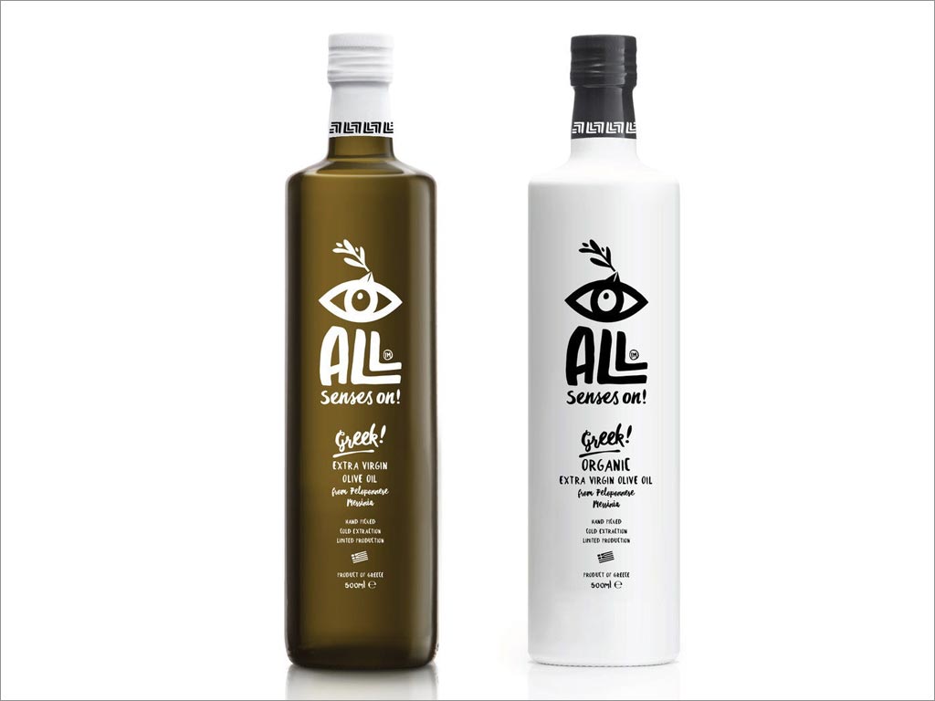 希腊All Senses On玻璃瓶橄榄油包装设计