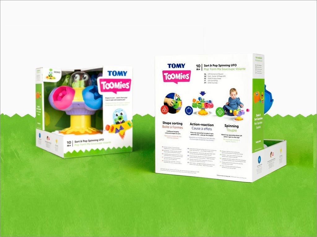 英国TOMY婴幼儿童玩具包装设计之正面和背面展示