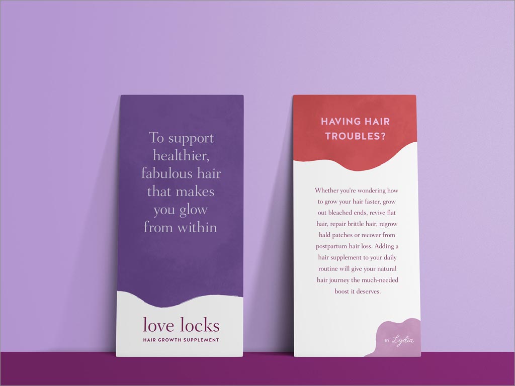 Lydia’s Love Locks护发素品牌卡片设计