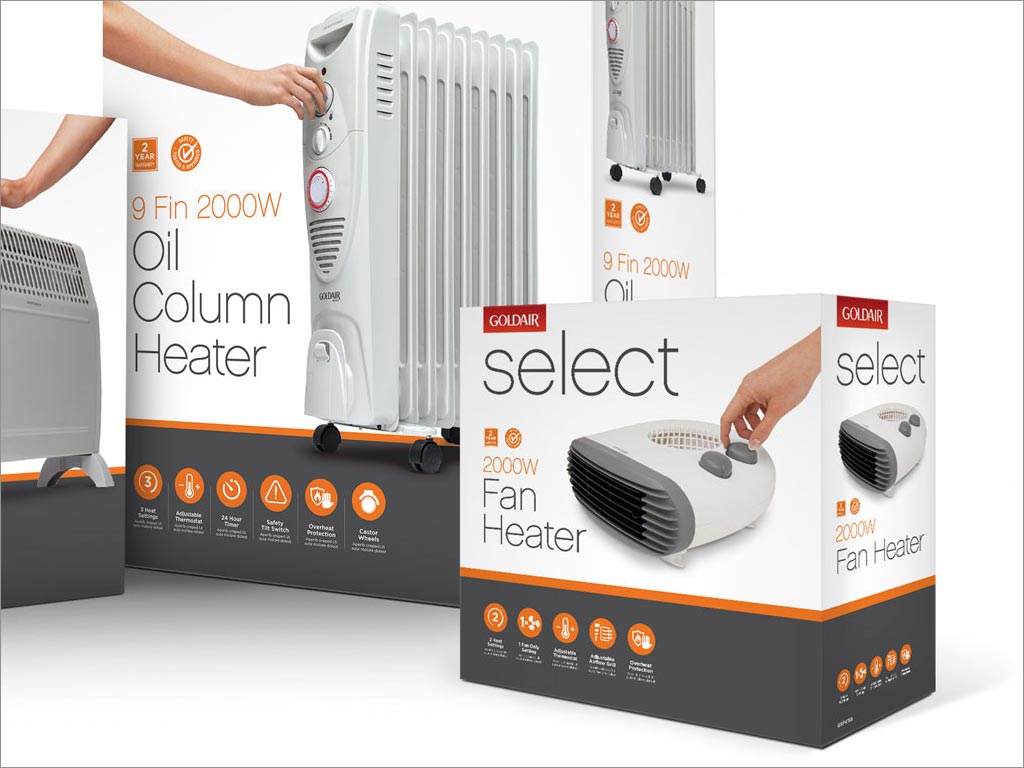 Goldair Select电暖气产品包装盒设计