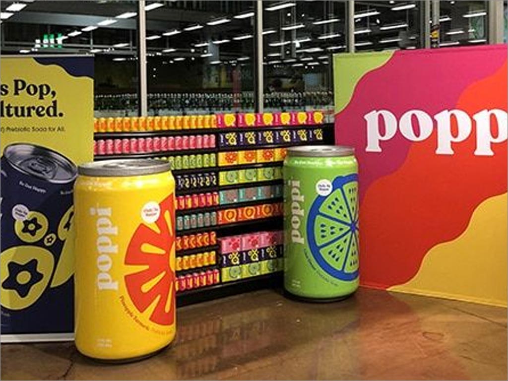 Poppi益生元苏打水饮料包装设计之卖场货架展示照片
