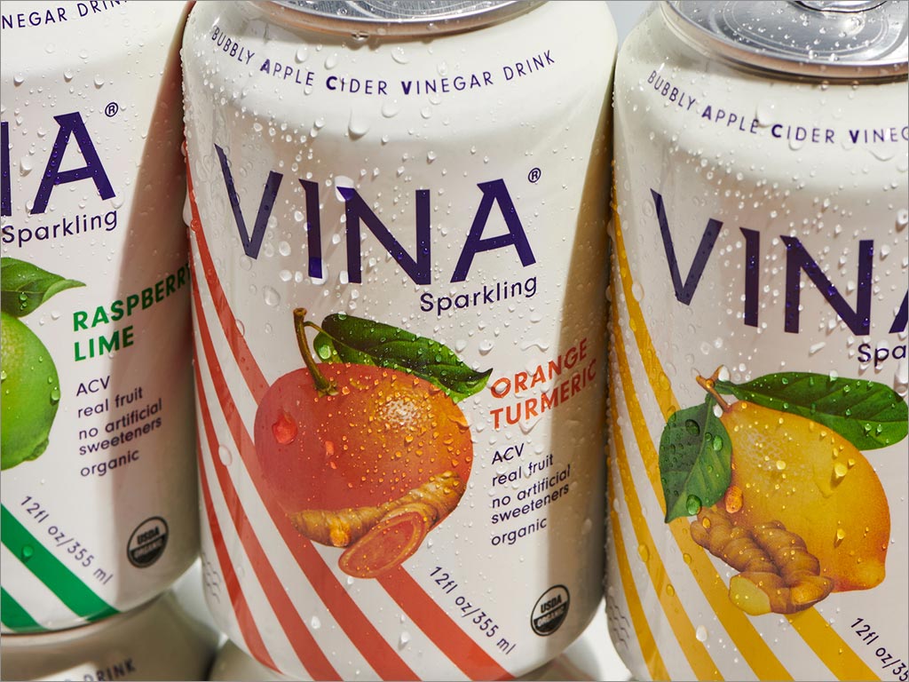 VINA水果醋饮料易拉罐包装设计