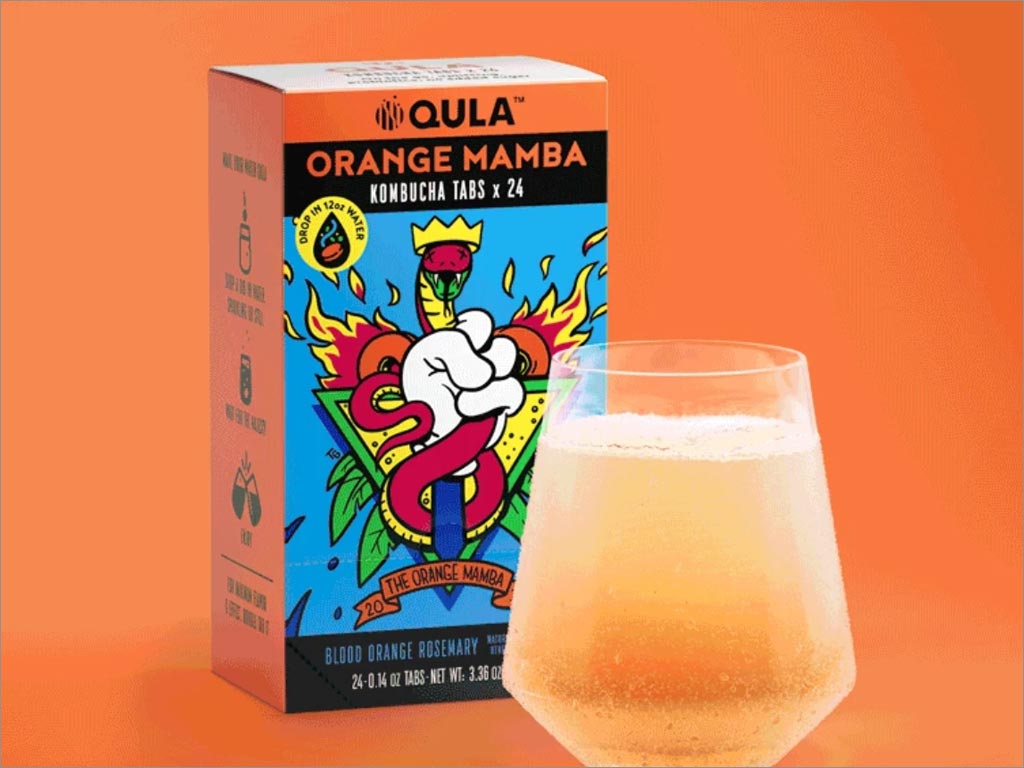 新西兰QULA血橙味康普茶叶包装设计