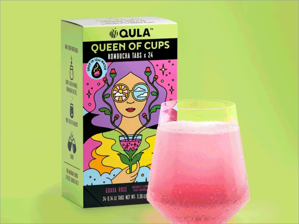 新西兰QULA玫瑰味康普茶叶包装设计