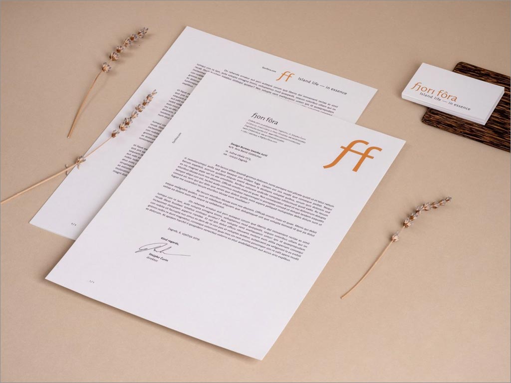克罗地亚Fjorifora化妆品品牌信纸设计