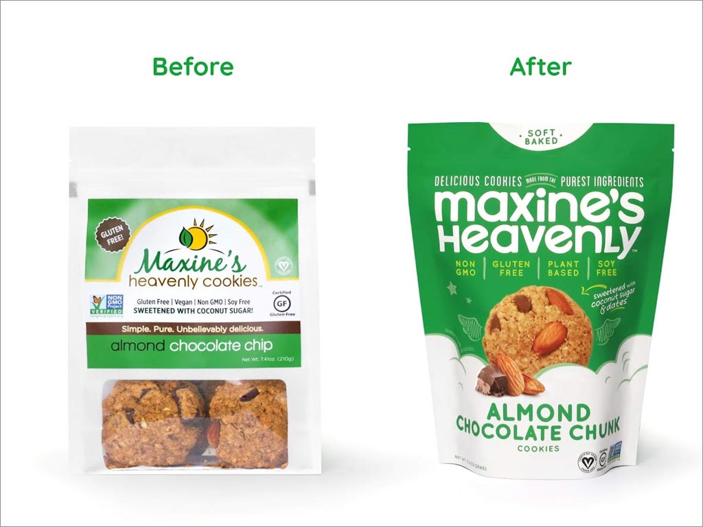 美国Maxine's Heavenly曲奇饼干新旧包装设计对比