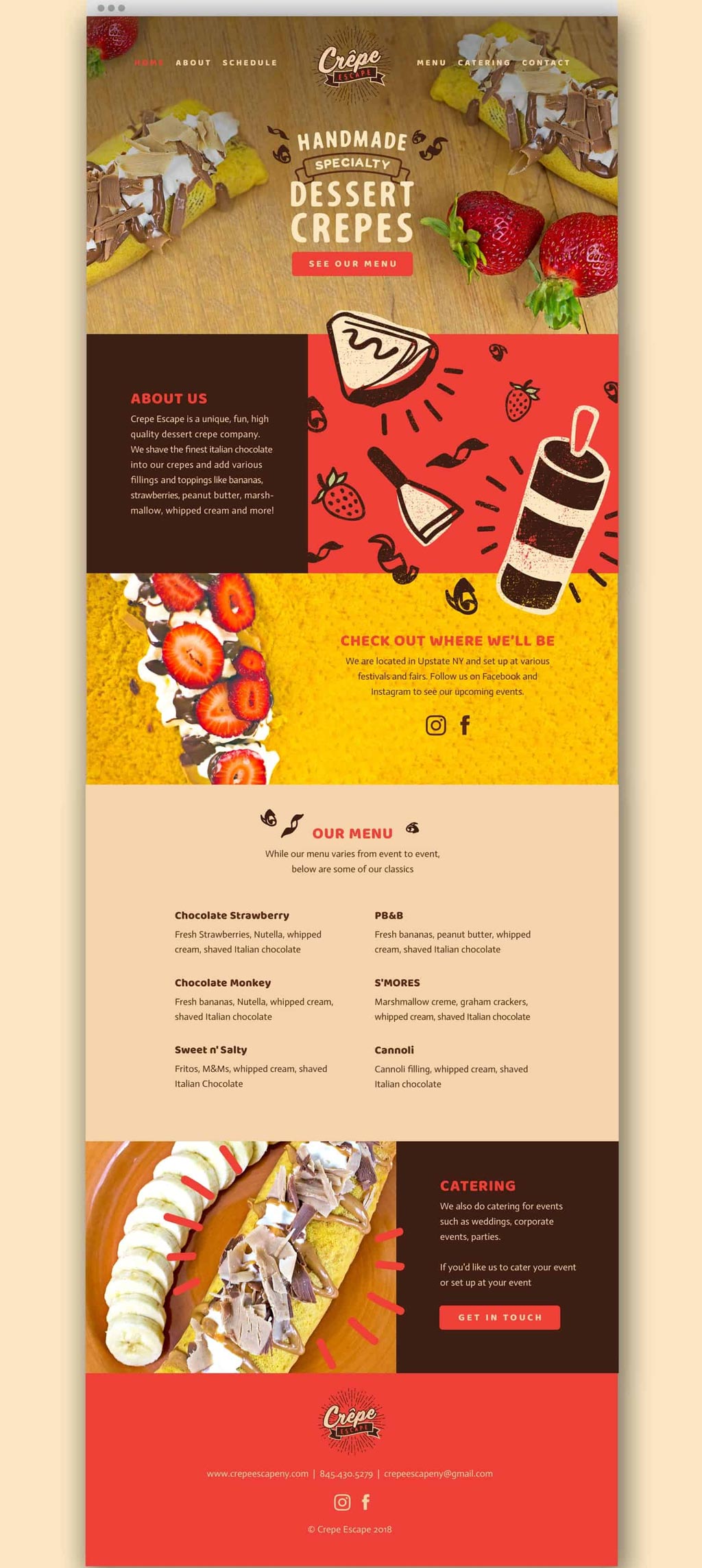 Crepe Escape甜点店品牌网站页面设计