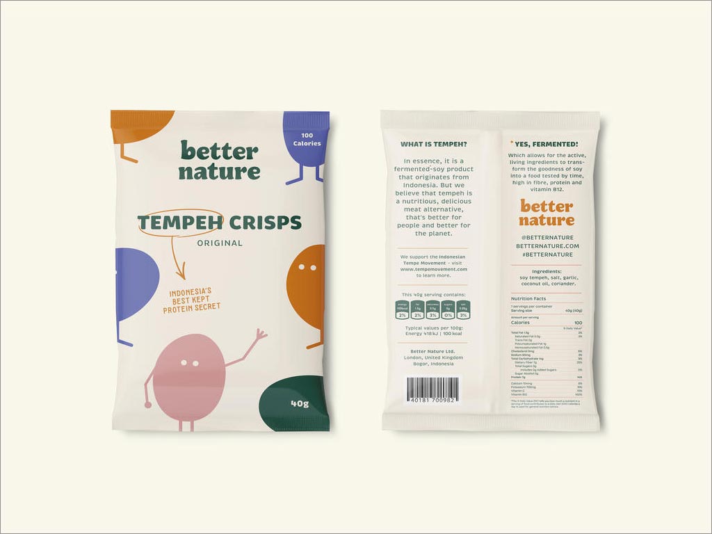 印度尼西亚Better Nature蛋白质食品包装袋设计之正面和背面展示