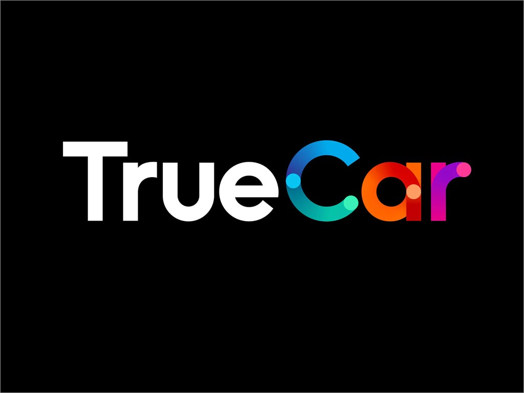 美国TrueCar汽车电商网站交易平台品牌形象logo设计之黑底展示效果