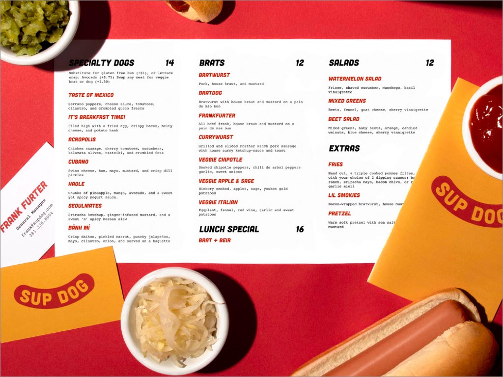美国Sup Dog热狗快餐店品牌形象设计之菜单设计