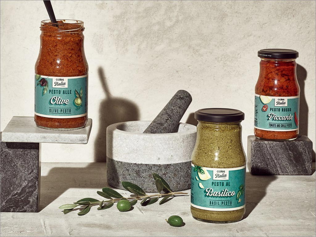 澳大利亚科尔斯橄榄酱调味品包装设计