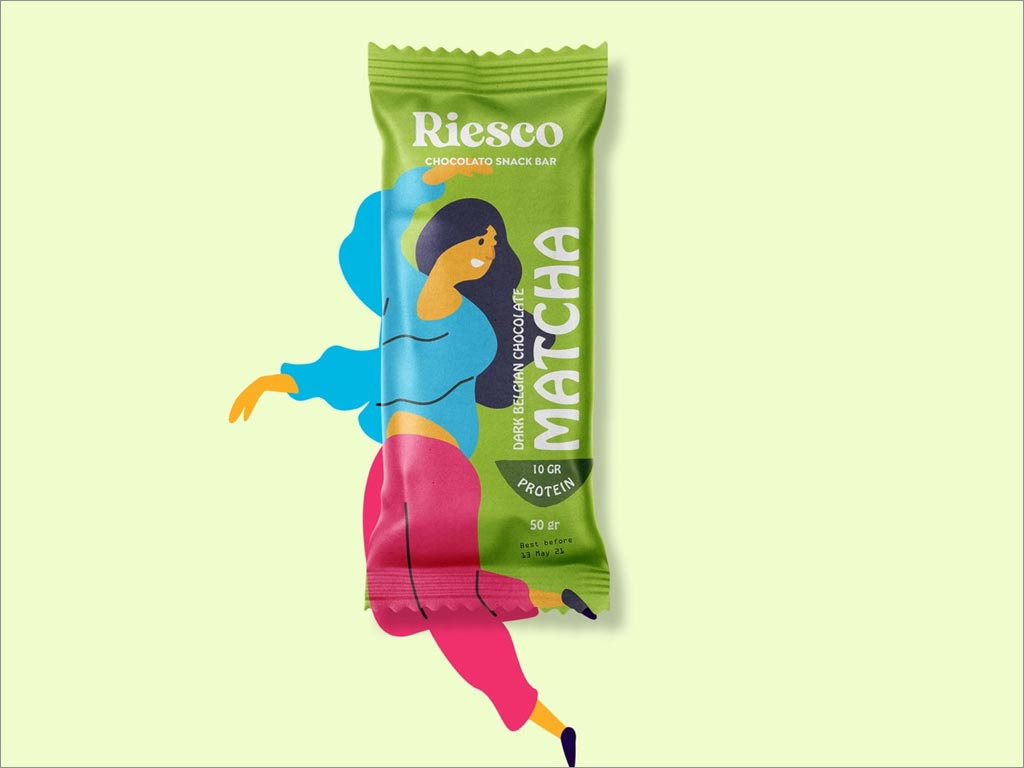 美国Riesco抹茶味休闲零食包装设计