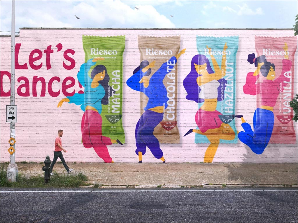 美国Riesco休闲零食墙面广告设计