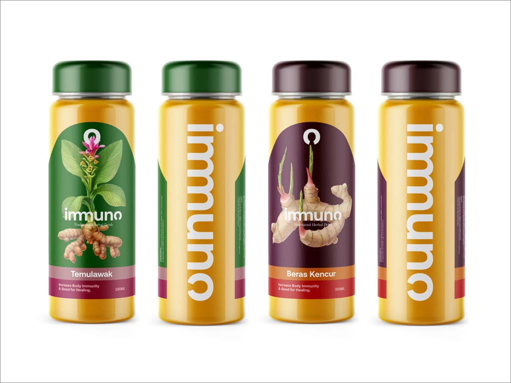 印度尼西亚IMMUNO传统生姜姜黄草药饮料包装设计