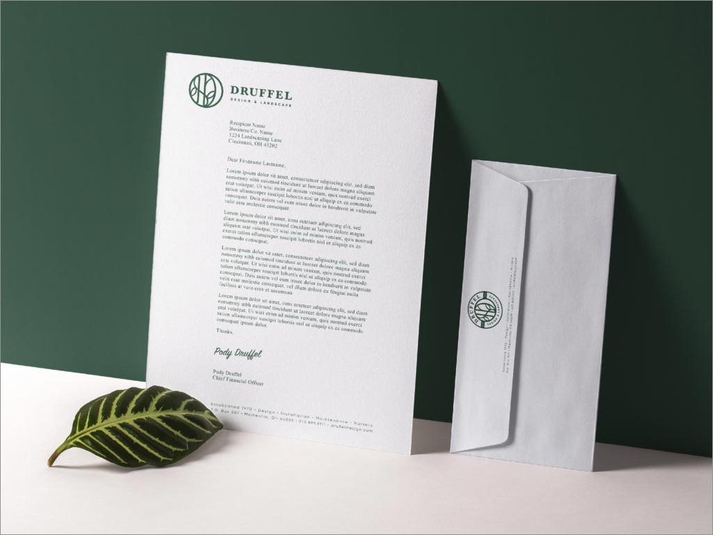 美国Druffel景观设计服务公司品牌形象信封信纸设计