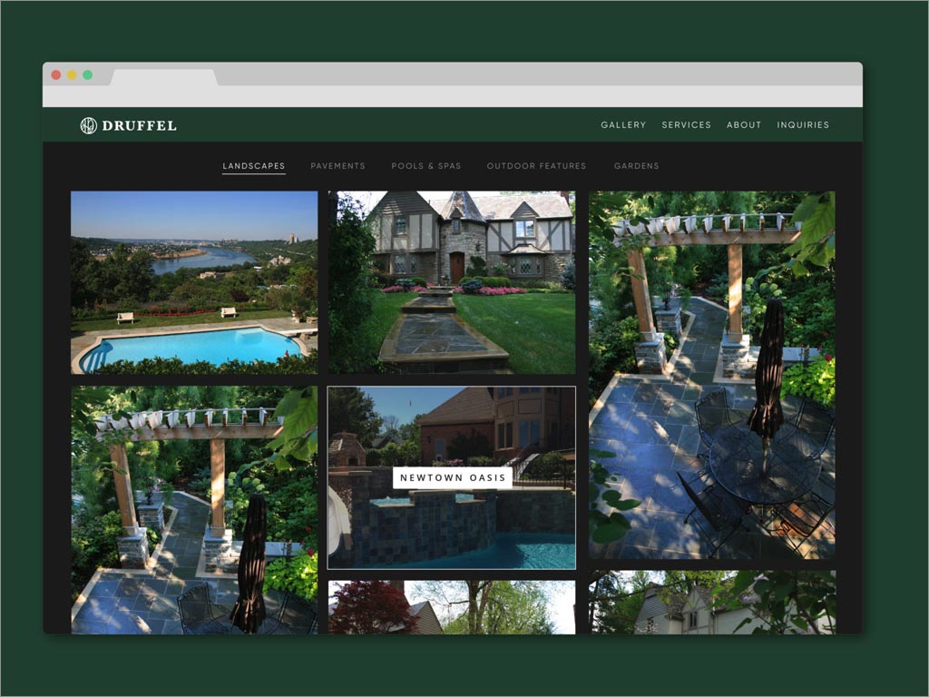 美国Druffel景观设计服务公司品牌形象网站页面设计