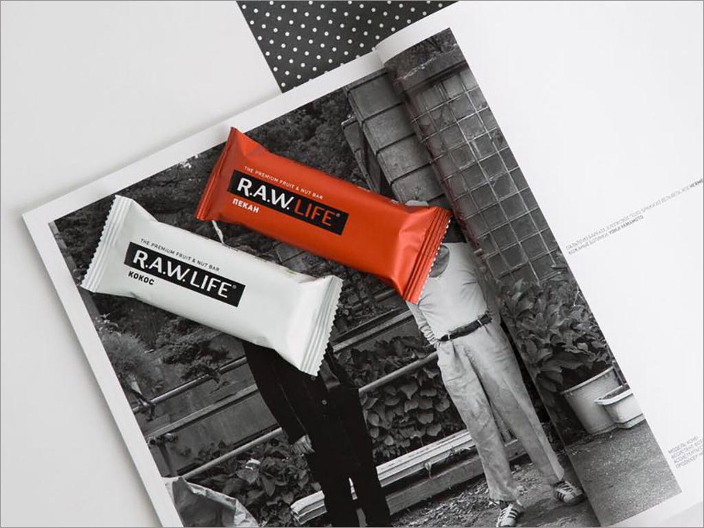 RAW Life运动蛋白坚果棒零食包装袋设计